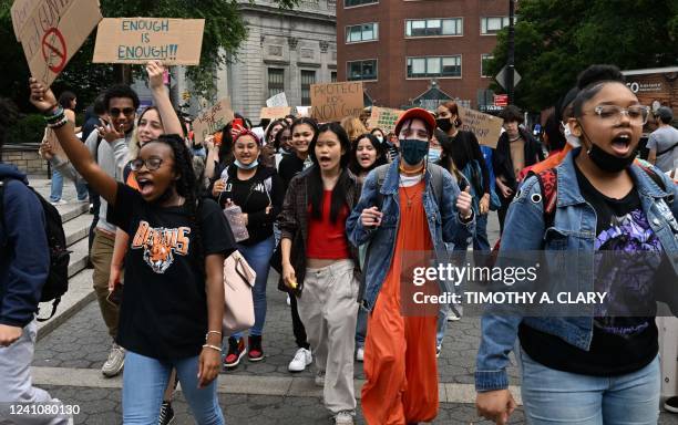 New York City students stage a walkout rally at Union Square in New York on June 3 to protest gun violence.