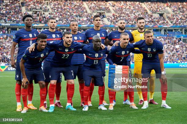 France line up Aurelien Tchouameni , Lucas Hernandez , Jules Kounde , Raphael Varane , Karim Benzema , Hugo Lloris , Kingsley Coman , Theo Hernandez...