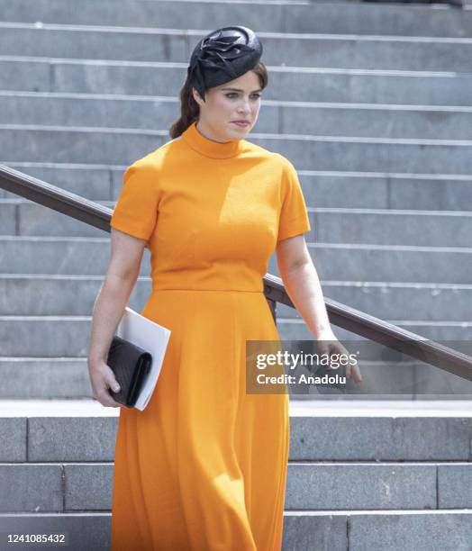 Princess Eugenie attends the National Service of Thanksgiving at St Paul's Cathedral on June 03, 2022 in London, England. The Platinum Jubilee of...