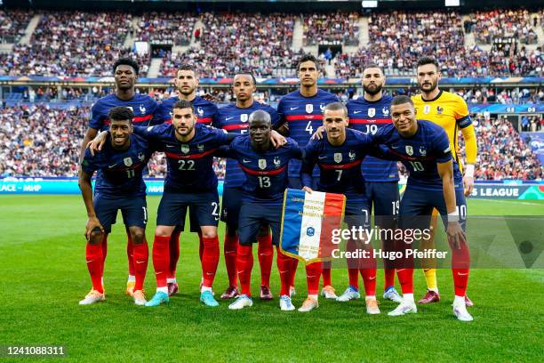 Aurelien TCHOUAMENI of France, Lucas HERNANDEZ of France, Jules KOUNDE of France, Raphael VARANE of France, Karim BENZEMA of France, Hugo LLORIS of...