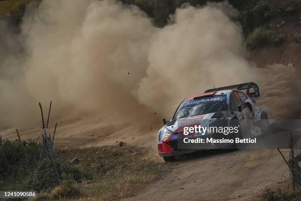 Kalle Rovanpera of Finland and Jonne Halttunen of Finland compete with their Toyota Gazoo Racing WRT Toyota GR Yaris Rally1 during Day Two of the FIA...