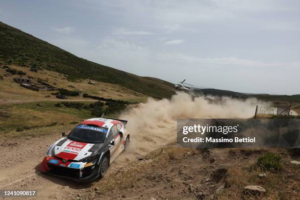 Kalle Rovanpera of Finland and Jonne Halttunen of Finland compete with their Toyota Gazoo Racing WRT Toyota GR Yaris Rally1 during Day Two of the FIA...