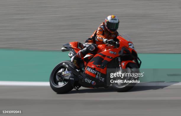 Raul Fernandez of Spain and Tech3 KTM Factory Racing at Circuit de Barcelona-Catalunya during free practice of MotoGP of Catalunya on June 04, 2022...