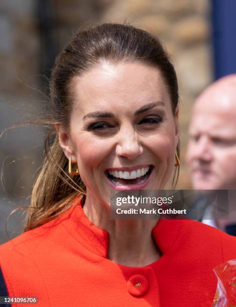 Catherine, Duchess of Cambridge visits Cardiff Castle to meet performers and crew involved in the special Platinum Jubilee Celebration Concert taking...