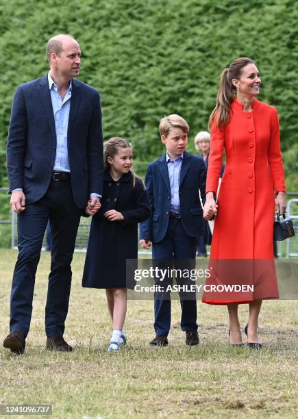 Britain's Prince William, Duke of Cambridge, Britain's Catherine, Duchess of Cambridge, and their children Britain's Prince George and Britain's...