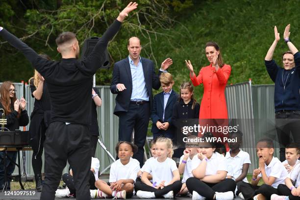 Prince William, Duke of Cambridge, Prince George of Cambridge, Princess Charlotte of Cambridge and Catherine, Duchess of Cambridge during a visit to...