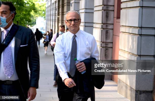 Former FBI general counsel James A. Baker departs United States District Court for the District of Columbia following a full day of giving testimony...