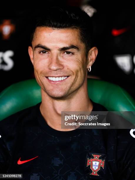 Cristiano Ronaldo of Portugal during the UEFA Nations league match between Spain v Portugal at the Estadio Benito Villamarin on June 2, 2022 in...