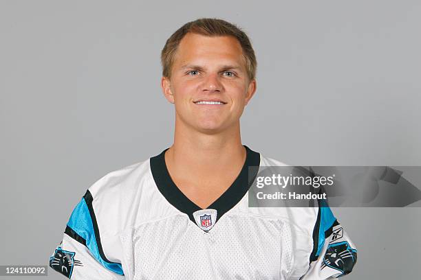 In this handout image provided by the NFL, Jimmy Clausen of the Carolina Panthers poses for his NFL headshot circa 2011 in Charlotte, North Carolina.