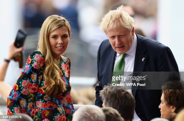 British Prime Minister Boris Johnson and his wife Carrie Johnson arrive at the BBC Platinum Party at the Palace, as part of the Queen's Platinum...
