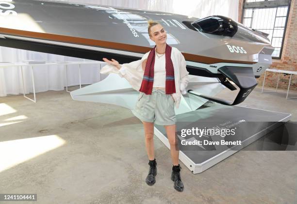 Cara Delevingne attends the launch of the UIM E1 World Championship at the Venice Boat Show on June 4, 2022 in Venice, Italy.