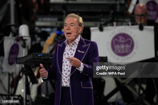 Sir Andrew Lloyd Webber performs during the Platinum Party At The Palace at Buckingham Palace on June 4, 2022 in London, England. The Platinum...