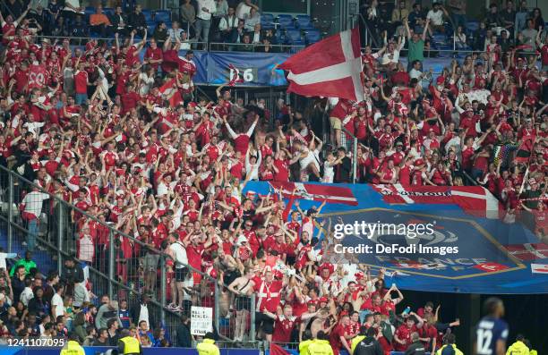 Paris, France fans celebrates scoring their second goal during the UEFA Nations league match between France vs Denmark at Stade de France on June 03,...