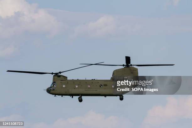 Boeing CH 47 Chinook helicopter of the United States Army at Yokota Airbase, Fussa.