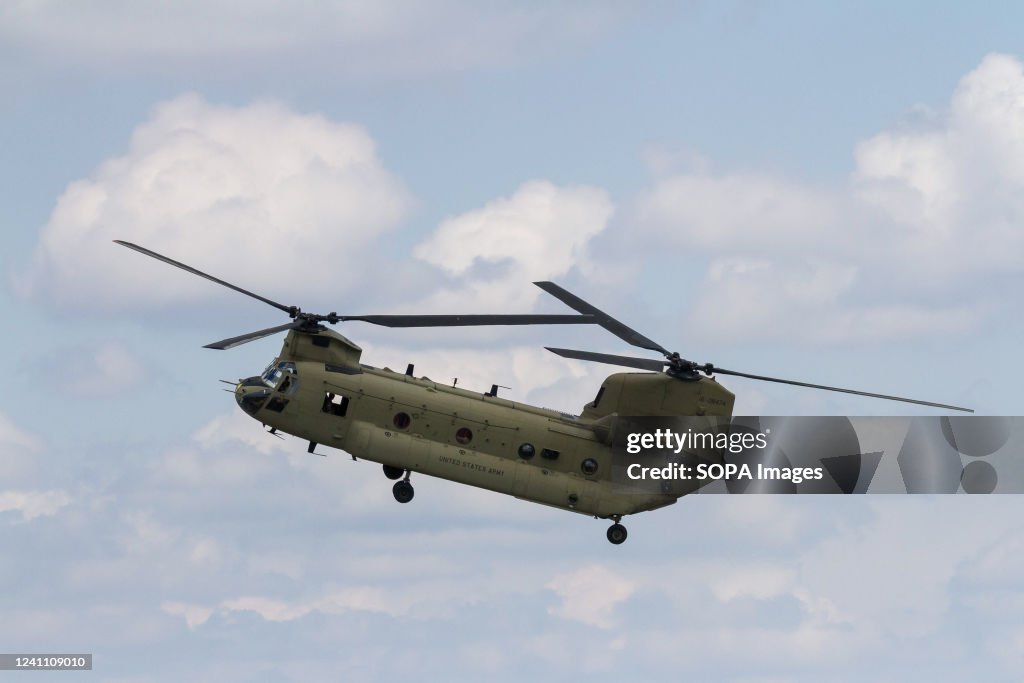 A Boeing CH 47 Chinook helicopter with the United Army...