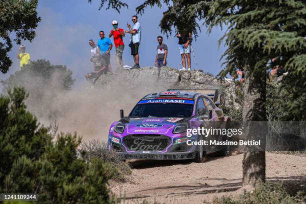 Gus Greensmith of Great Britain and Jonas Andersson of Sweden compete wth their M-Sport FORD WRT Ford Puma Rally1 during Day Three of the FIA World...