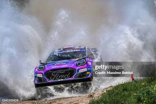 Gus Greensmith of Great Britain and Jonas Andersson of Sweden compete wth their M-Sport FORD WRT Ford Puma Rally1 during Day Three of the FIA World...