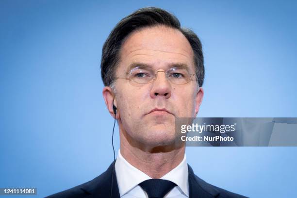Dutch Prime Minister Mark Rutte joint press conference with Polish Prime Minister at the Chancellery in Warsaw, Poland, on March 21, 2022.