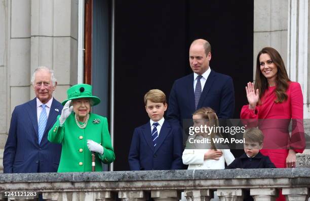 Prince Charles, Prince of Wales, Queen Elizabeth II, Prince George of Cambridge, Prince William, Duke of Cambridge, Princess Charlotte of Cambridge,...