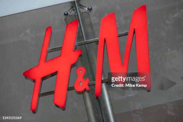 Sign for the clothes and clothing brand H&M on 30th May 2022 in Birmingham, United Kingdom.