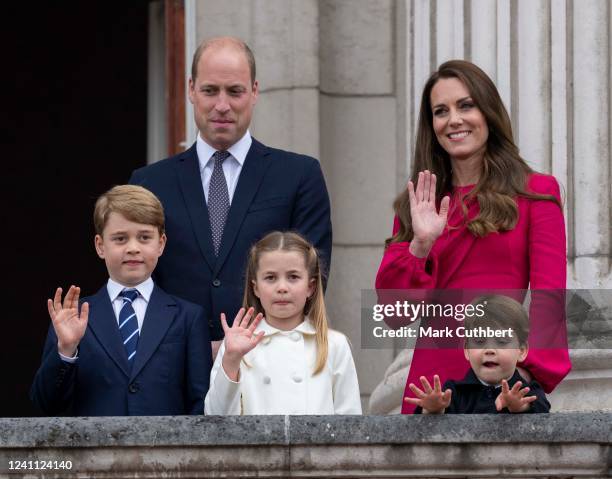 Prince William, Duke of Cambridge and Catherine, Duchess of Cambridge with Prince George of Cambridge, Prince Louis of Cambridge and Princess...