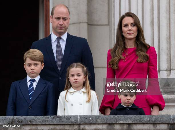 Prince William, Duke of Cambridge and Catherine, Duchess of Cambridge with Prince George of Cambridge, Prince Louis of Cambridge and Princess...