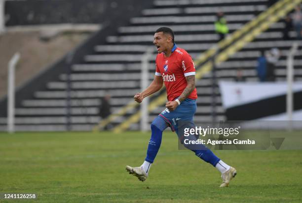 Franco Fagúndez of Nacional celebrates his goal during the match between Nacional and Danubio as part of the Primera Division 2022 at Estadio...