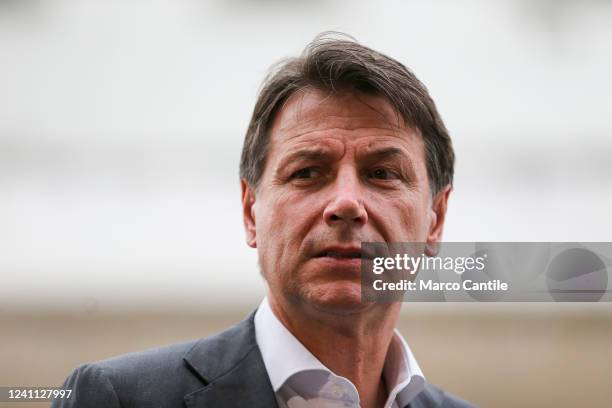 The leader and president of the "Movimento 5 Stelle" political party, Giuseppe Conte, during a political demonstration for the local elections.