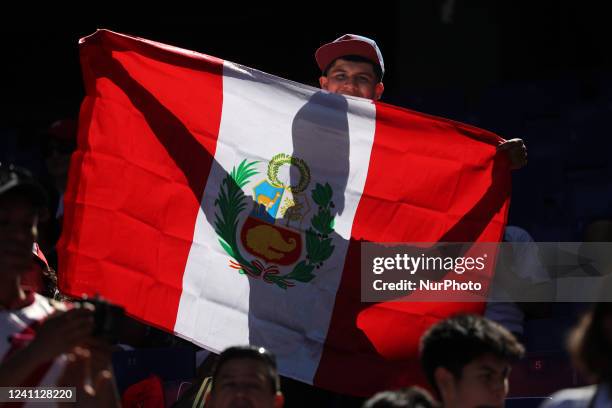 Peruvian supporters during the friendly match between Peru and New Zeland, played at the RCDE Stadium, in Barcelona, on 05th June 2022.