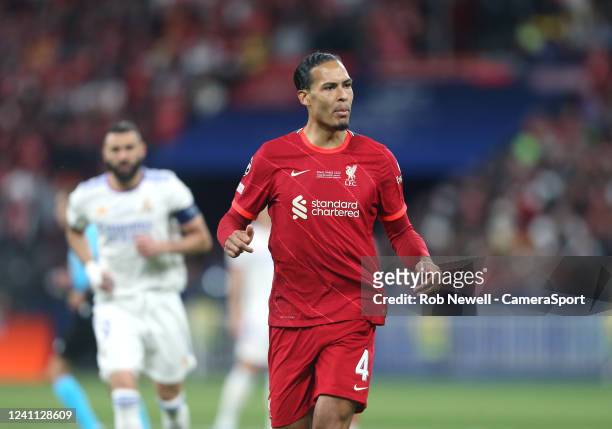 Liverpool's Virgil van Dijk during the UEFA Champions League final match between Liverpool FC and Real Madrid at Stade de France on May 28, 2022 in...