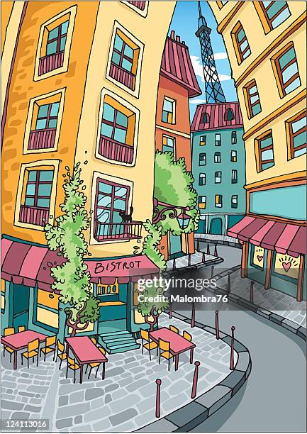 love paris - paris-cafe-illustration stock illustrations