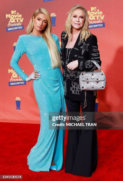 Paris Hilton and Kathy Hilton arrive to the MTV Movie & TV Awards: UNSCRIPTED at Barker Hangar on June 2, 2022 in Santa Monica, California.