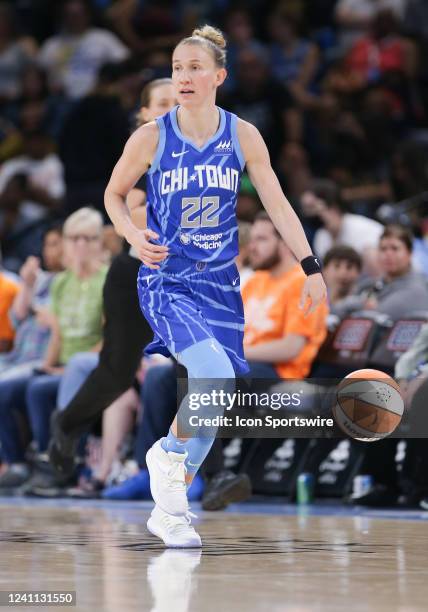 Chicago Sky guard Courtney Vandersloot brings the ball up court during a WNBA game between the Washington Mystics and Chicago Sky on June 5 at...