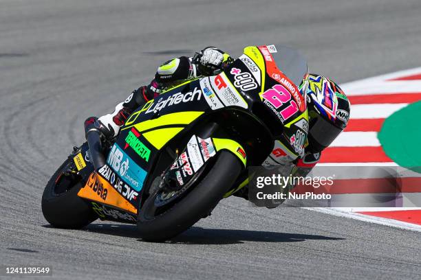 Alonso Lopez from Spain of Lightech Speed Up with Boscoscuro during the Moto2 free practice of Gran Premi Monster energy de Catalunya at Circuit de...