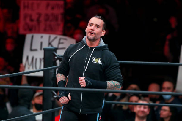 Punk in the ring during AEW Dynamite - Beach Break on January 26 at the Wolstein Center in Cleveland, OH.