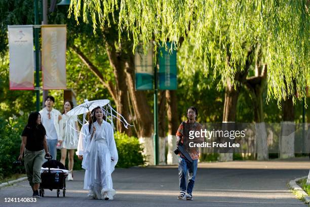 A girl in ancient costume took photos at the park on Jun 06, 2022 in...  News Photo - Getty Images
