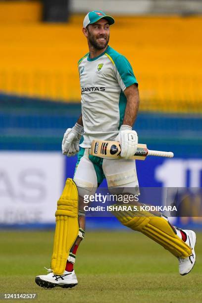 Australia's Glenn Maxwell attends a practice session at the R. Premadasa Stadium in Colombo on June 6 ahead of their two Tests, three T20s and five...