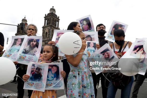 Relatives of the 49 children who died in a 2009 fire at the ABC Day Care Center in Hermosillo, Sonora, take part during a demonstration to demand...