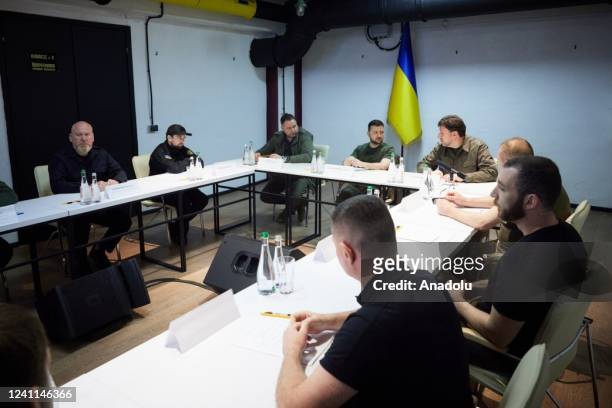 President of Ukraine Volodymyr Zelenskyy visits the positions of Ukrainian troops located in the Bakhmut city and Lysychansk districts, Ukraine on...