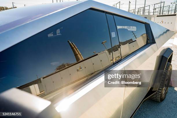 The Tesla Cybertruck during a tour of the Elkhorn Battery Energy Storage System in Moss Landing, California, U.S., on Monday, June 6, 2022. PG&E and...