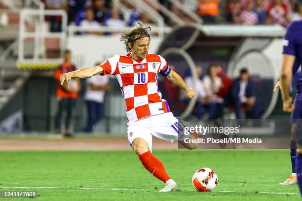 Luka Modric of Croatia during the UEFA Nations League League A Group 1 match between Croatia and France at Stadion Poljud on June 6, 2022 in Split,...