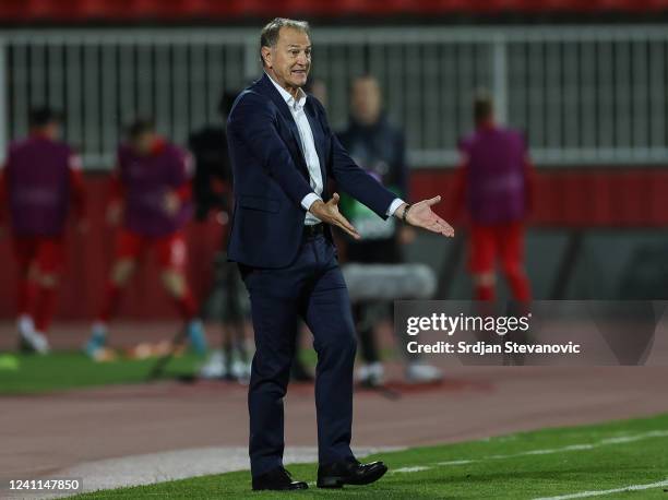 Head coach Giovanni de Biasi of Belarus reacts during the UEFA Nations League League C Group 3 match between Belarus and Azerbaijan at Stadion...