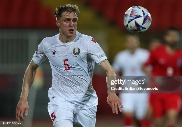 Vladislav Malkevich of Belarus in action during the UEFA Nations League League C Group 3 match between Belarus and Azerbaijan at Stadion Karadjordje...