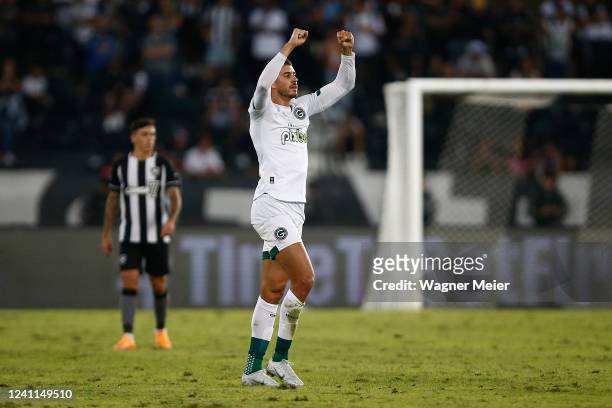 Pedro Raul of Goias celebrates after scoring the second goal of his team during the match between Botafogo and Goias as part of Brasileirao Series A...
