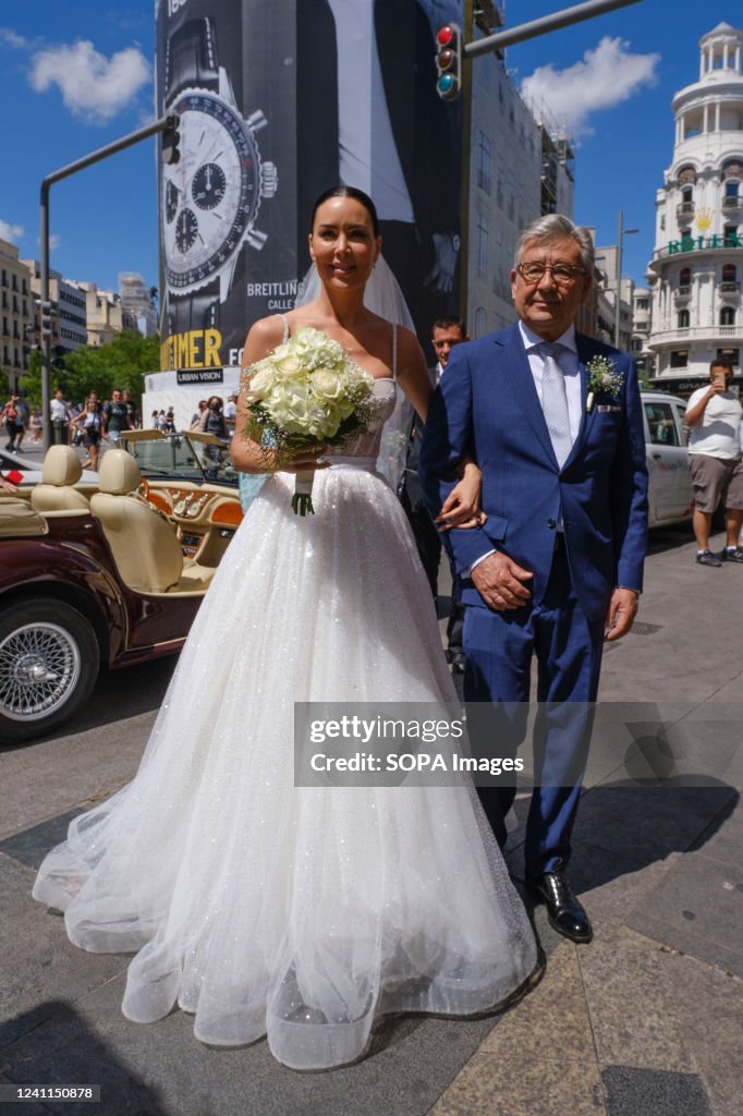 Vania Millan upon arrival at her wedding with Julian Bayon