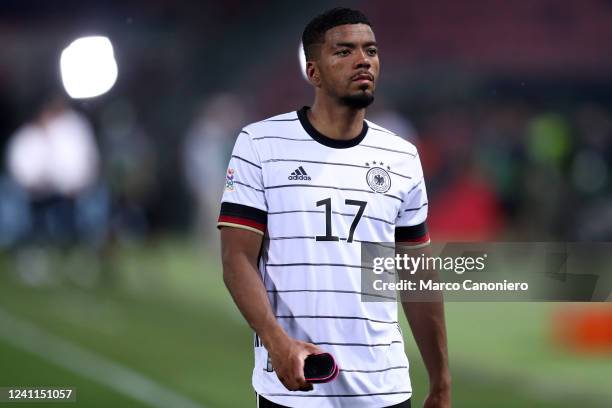 Benjamin Henrichs of Germany looks on during the Uefa Nations League Group C match between Italy and Germany. The match ends in a tie 1-1.