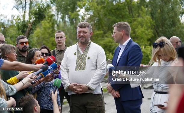 First Deputy Speaker of the Verkhovna Rada of Ukraine Oleksandr Korniienko and First Vice-President of the Riigikogu of Estonia Hanno Pevkur speak to...