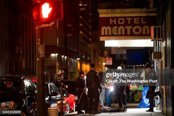 San Francisco Police patrol the Tenderloin neighborhood of San Francisco, California Thursday January 27, 2022. Mayor London Breeds efforts to...