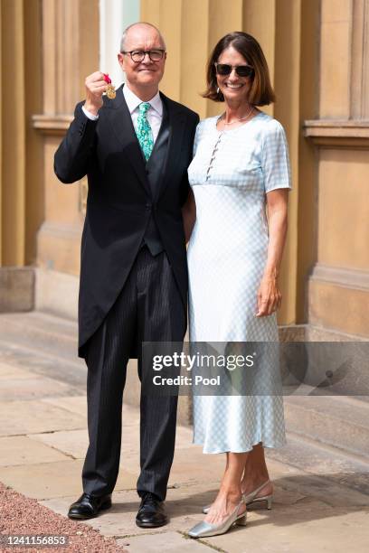 Sir Patrick Vallance after he was made a Knight Commanderr, with his wife Sophie Dexter, during an investiture ceremony at Buckingham Palace on June...