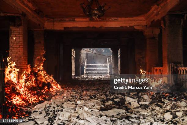 School is destroyed by bombardment in Lysychansk, Ukraine, Sunday, June 5, 2022.